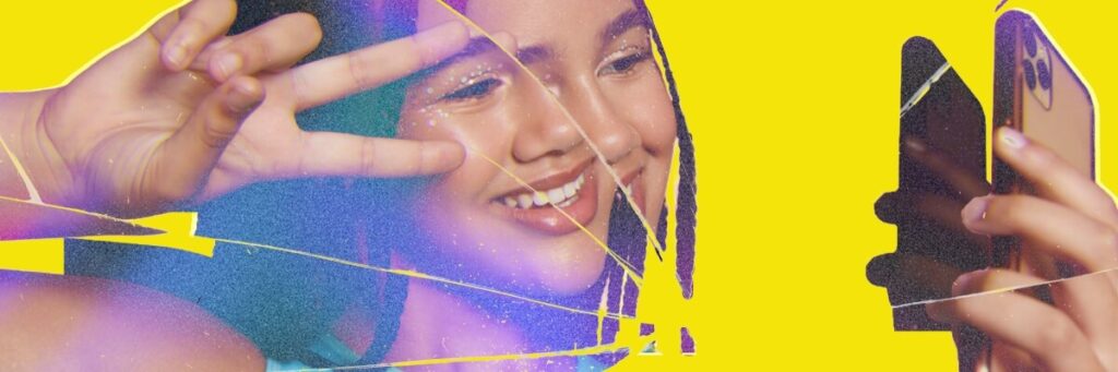 teen girl taking selfies