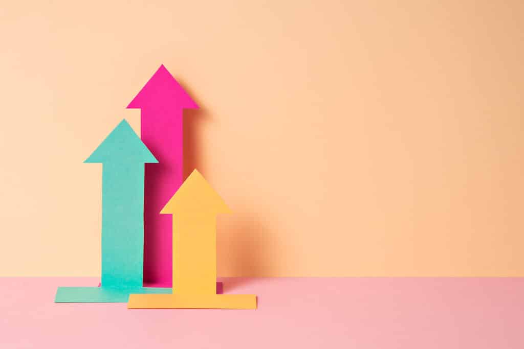 three colorful arrows pointing up
