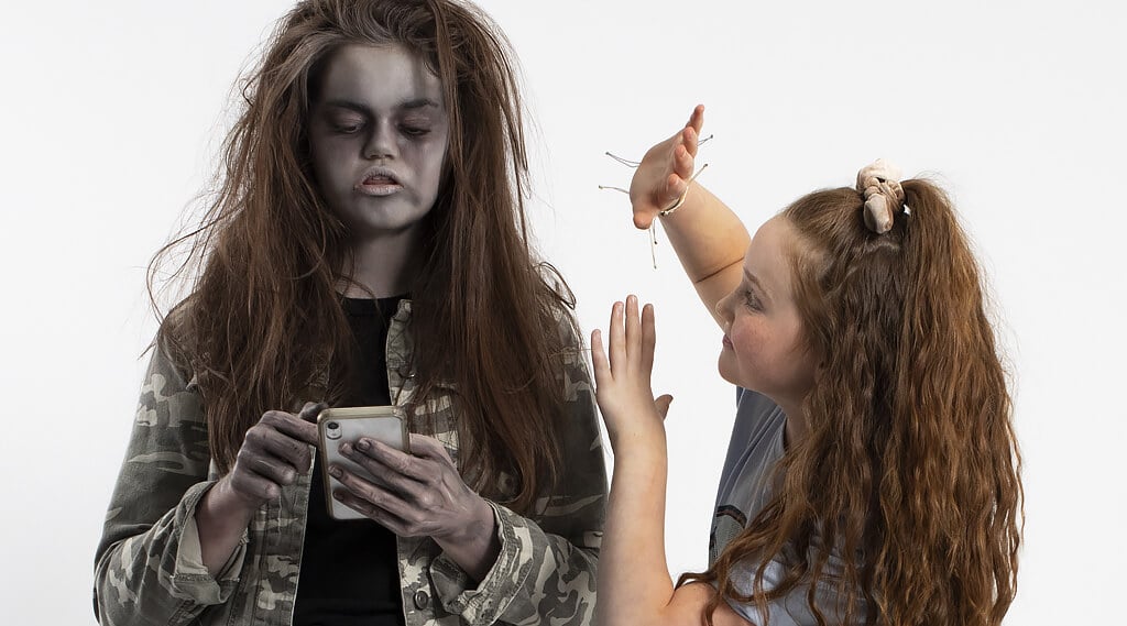 young girl is screen zombie