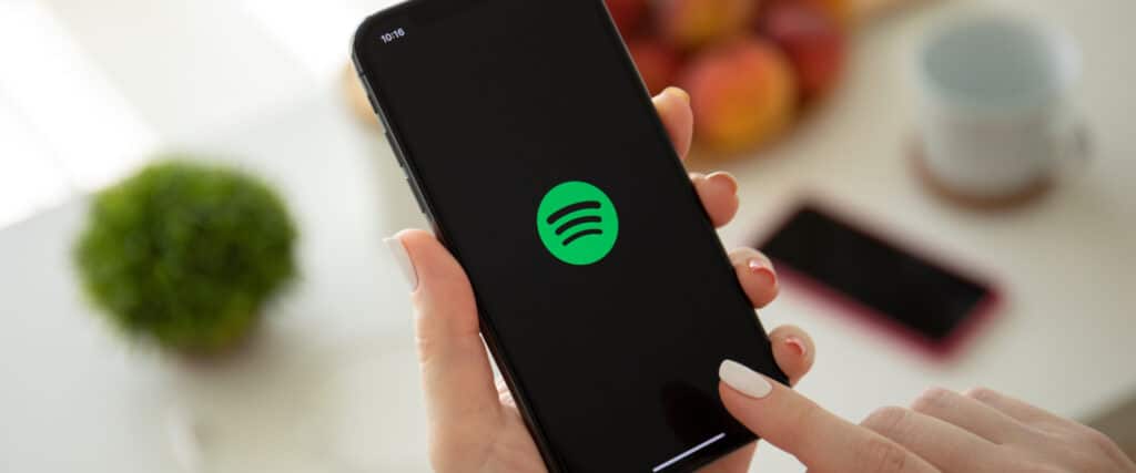 Spotify logo on phone screen