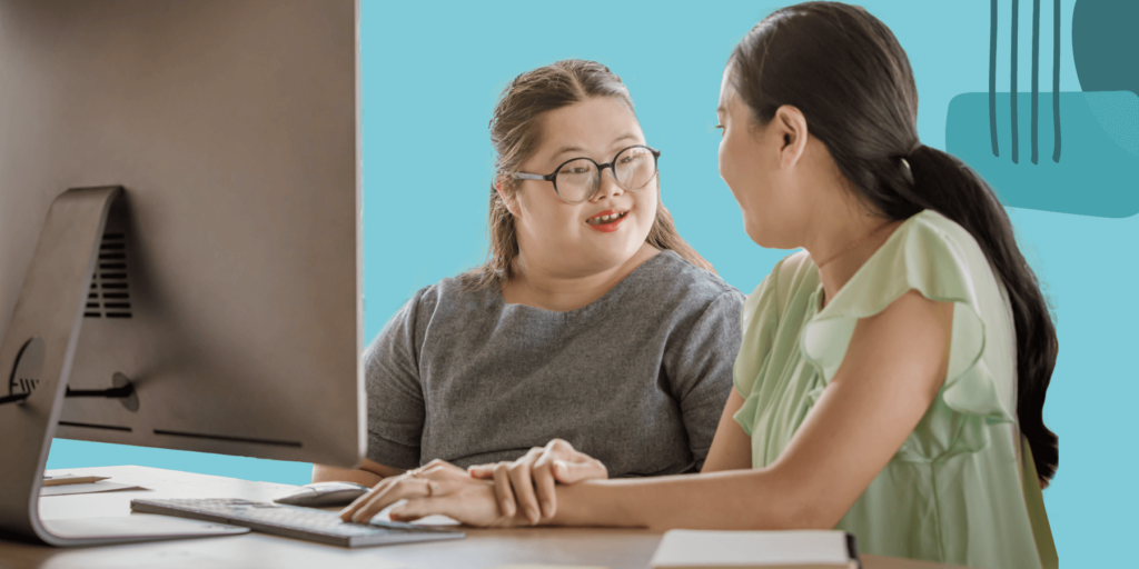 mom with her teen daughter with downes syndrome