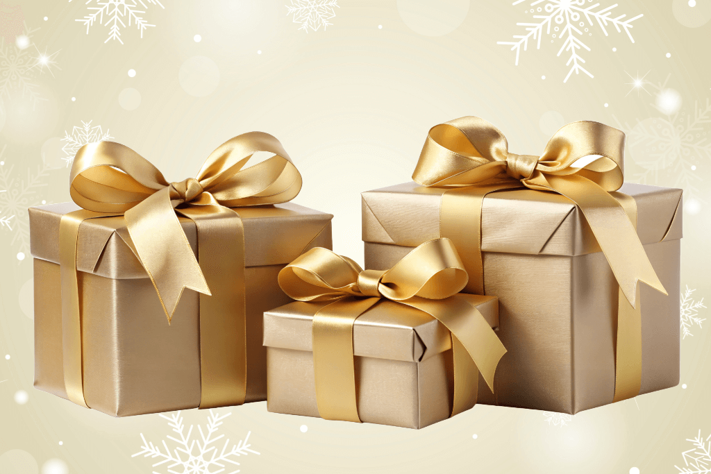Image of gold holiday presents