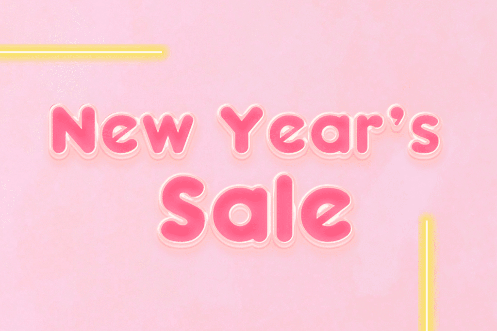 Pink background with the title "New Year's Sale"