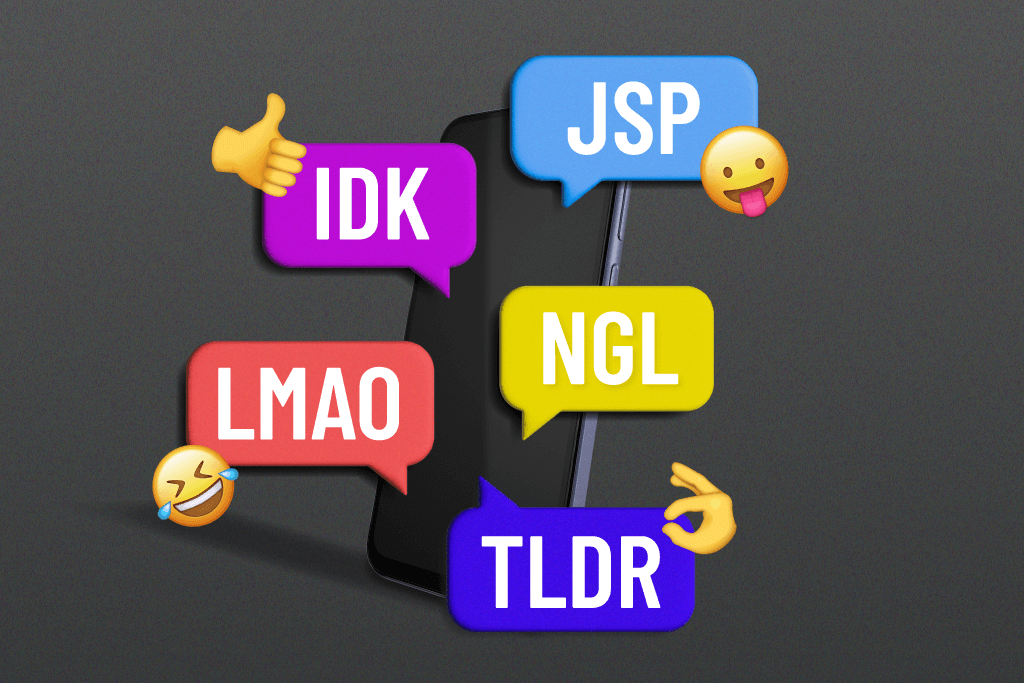 A phone with several texts containing acronyms