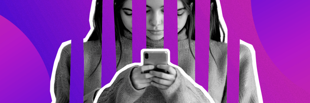 teen girl looking at her smart phone