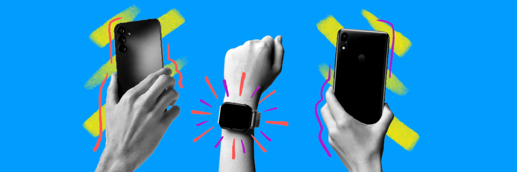 gabb devices on blue background