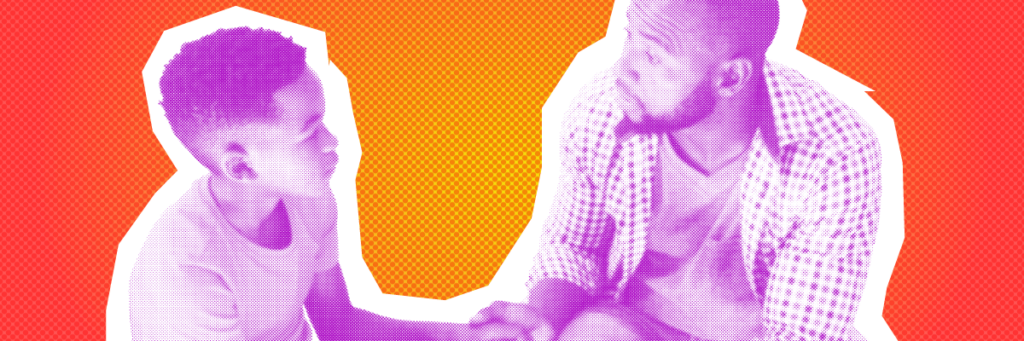 father and son talking