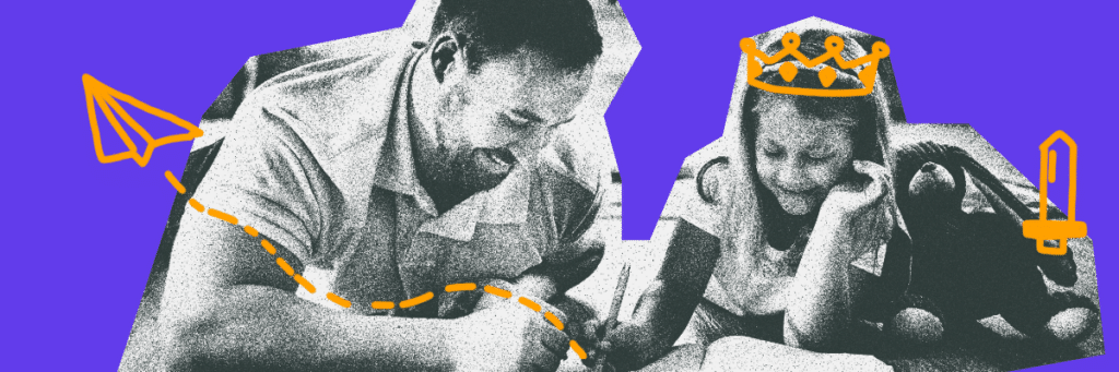 dad and daughter spending time together and smiling