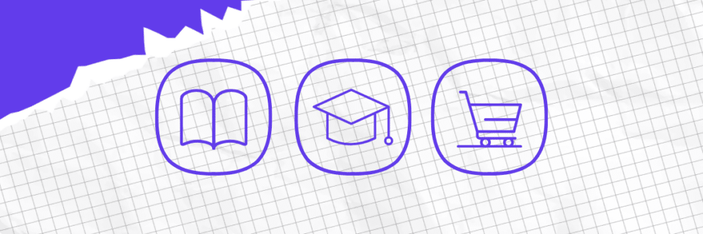 app icons for reading education and shopping