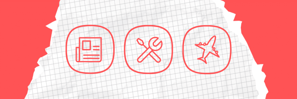 app icons for news settings and travel