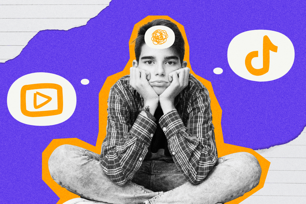 Bored boy sitting cross legged