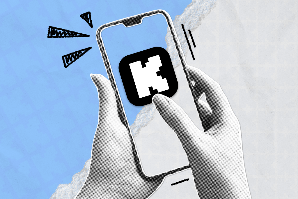 The Kick logo on a phone