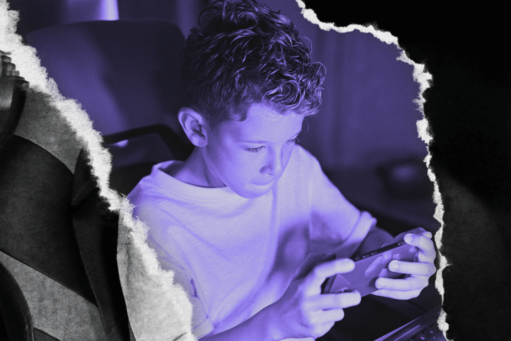 Young child on a phone