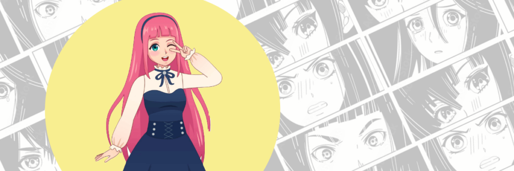 anime girl putting peace hand over winking eye