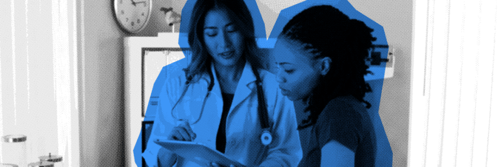 female doctor talking to female patient