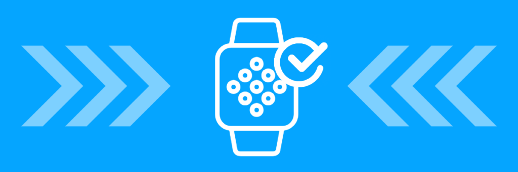 smartwatch symbol on blue background