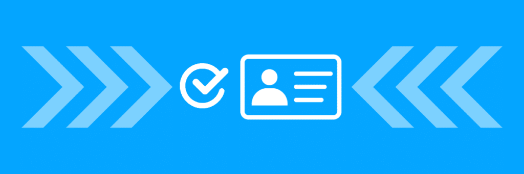 white contact card symbol on blue background