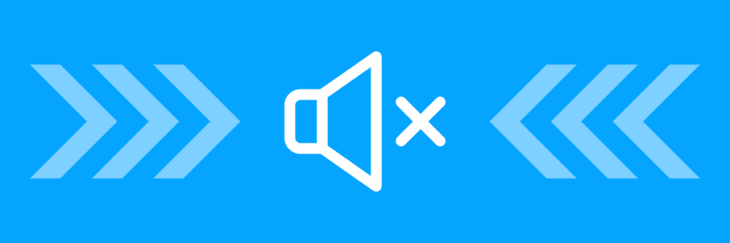 muted volume symbol on blue background