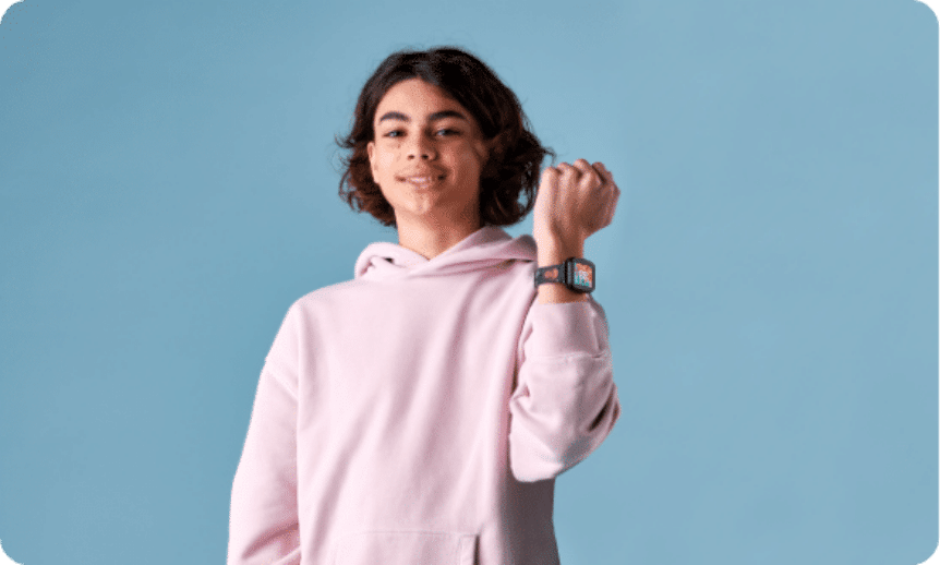 Child showing their gabb watch on their wrist