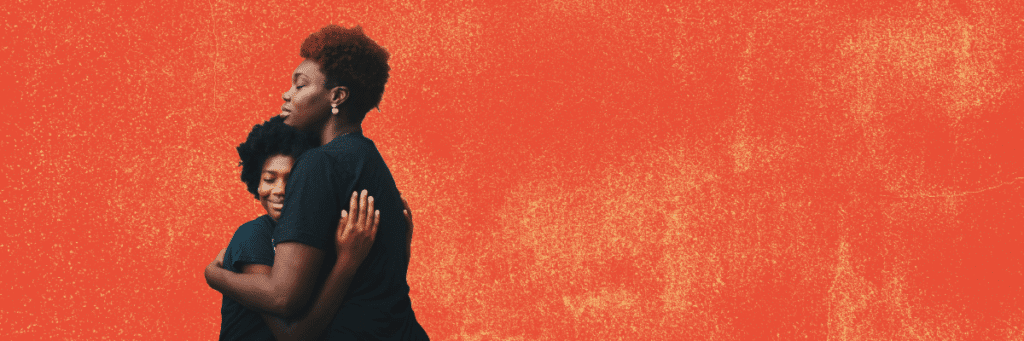 mother and child hugging