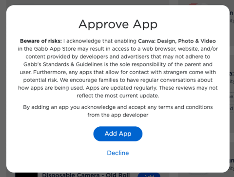 Approve third party app on Gabb phone