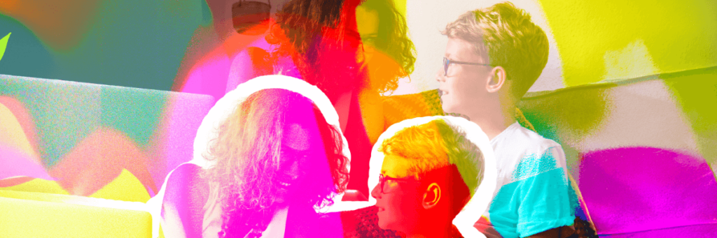 mom and son talking to one another