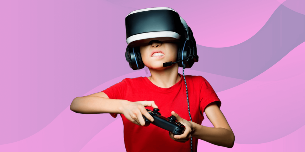 little kid playing oculus