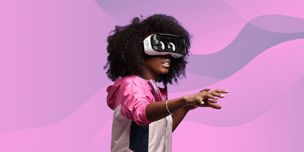 teen girl playing oculus
