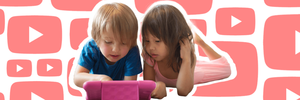 little kids looking at tablet