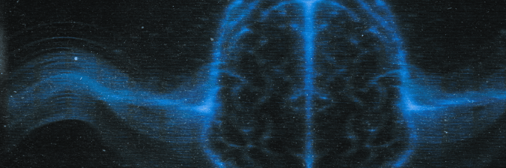 a brain with brain waves going through it