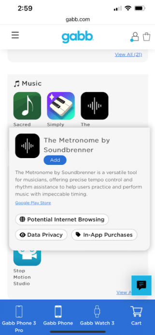 screenshot of gabb app guide risks
