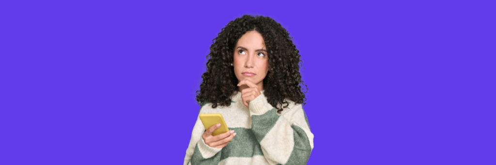 mom pensively holding her chin