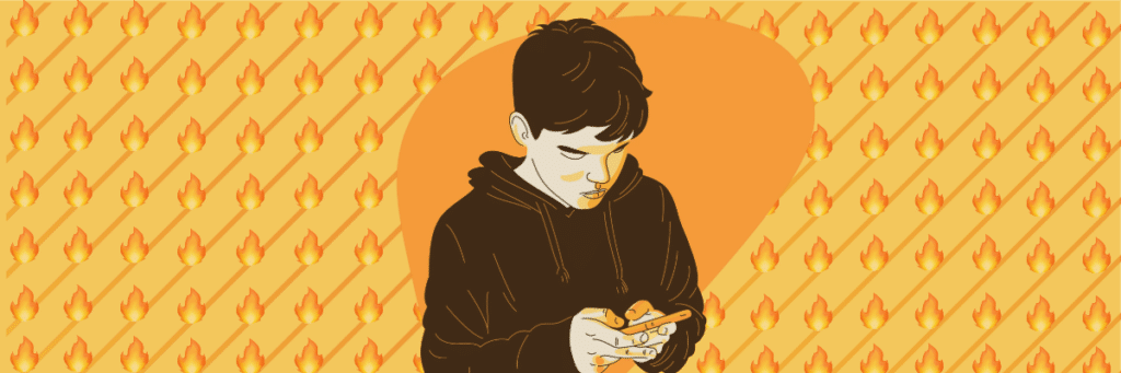 illustration of teen on snapchat with a snap streak