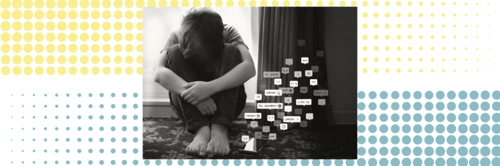 sad kid seeing social media emojis